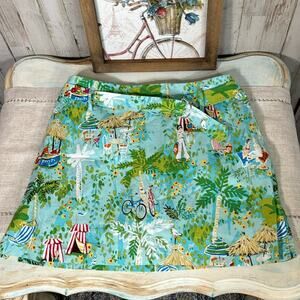 Larry Levine Sport Stretch Skort - Size 14 Cafe Cabana Theme